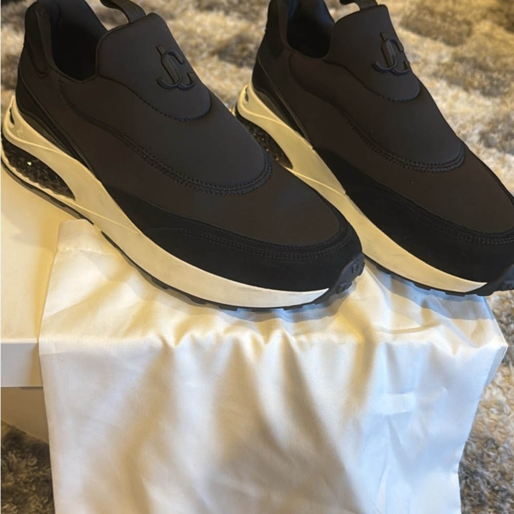 Jimmy Choo Black and White Neoprene Sneakers